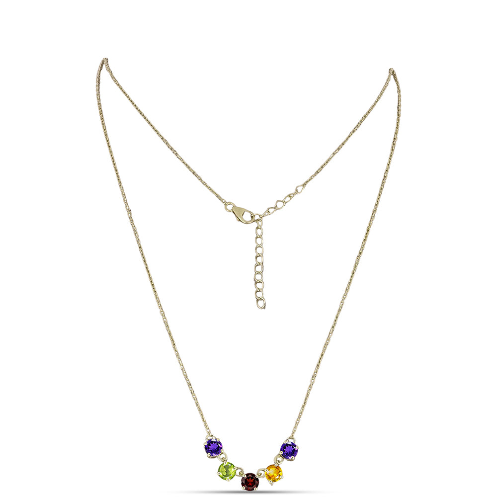 Collar de Plata Bañada en Oro con Amatista de Marruecos y Citrino de los Montes Urales