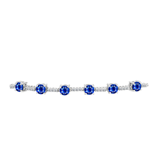 Pulsera de Plata con Zafiro Azul Australiano y Topacio Blanco