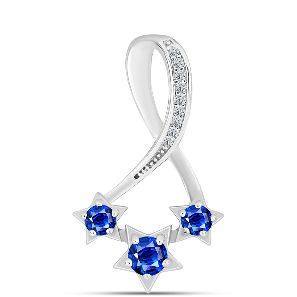 Colgante de Plata con Zafiro Azul Australiano y Topacio Blanco