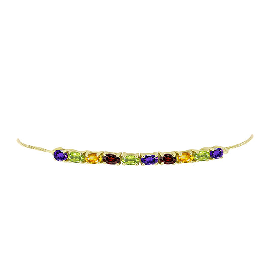 Pulsera de Plata Bañada en Oro con Amatista de Marruecos y Citrino de los Montes Urales