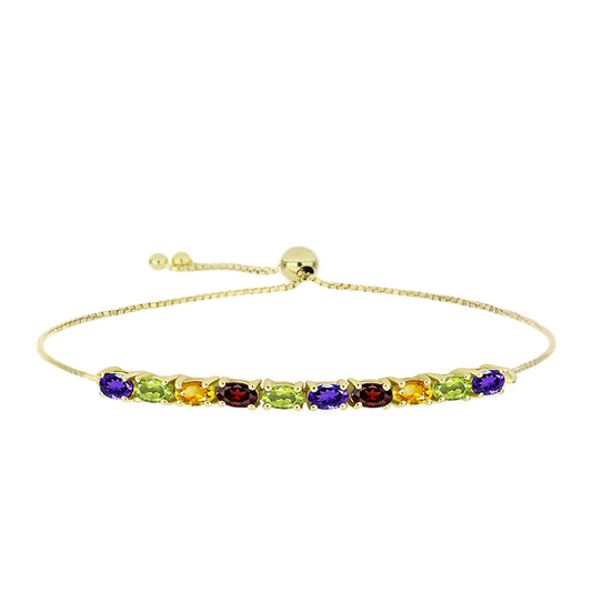 Pulsera de Plata Bañada en Oro con Amatista de Marruecos y Citrino de los Montes Urales