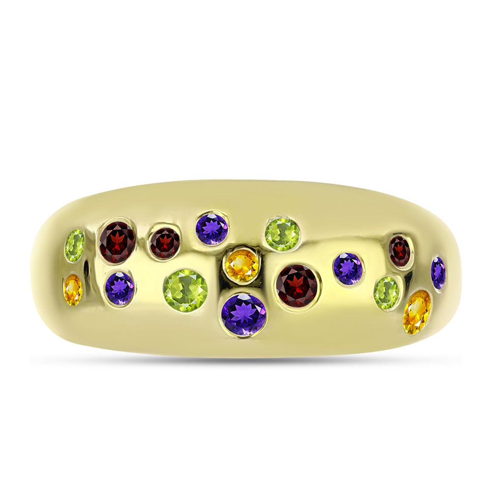 Anillo de Plata Bañada en Oro con Amatista de Marruecos y Citrino de los Montes Urales 2 