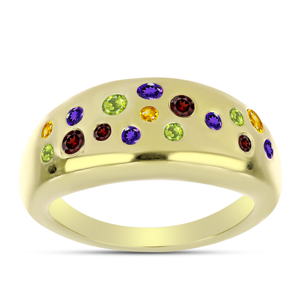 Anillo de Plata Bañada en Oro con Amatista de Marruecos y Citrino de los Montes Urales 1 