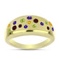 Anillo de Plata Bañada en Oro con Amatista de Marruecos y Citrino de los Montes Urales