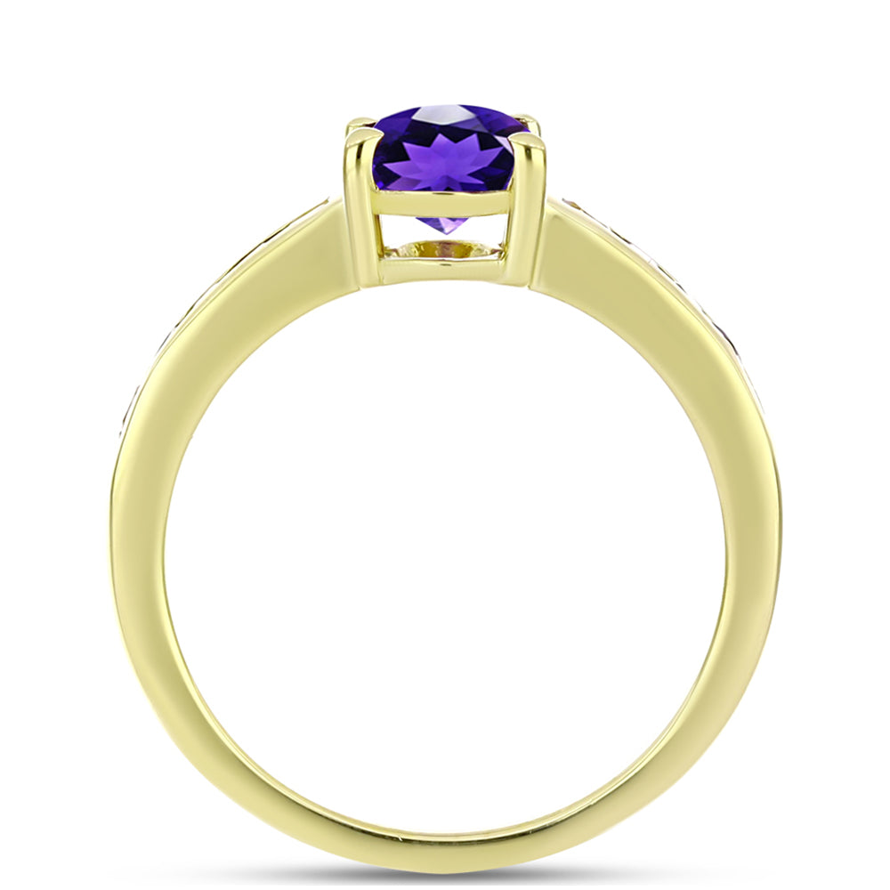 Anillo de Plata Bañada en Oro con Amatista de Marruecos y Citrino de los Montes Urales 2 