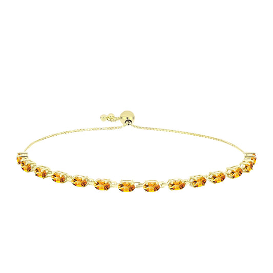 Pulsera de Plata Bañada en Oro con Citrino de Río del Oro