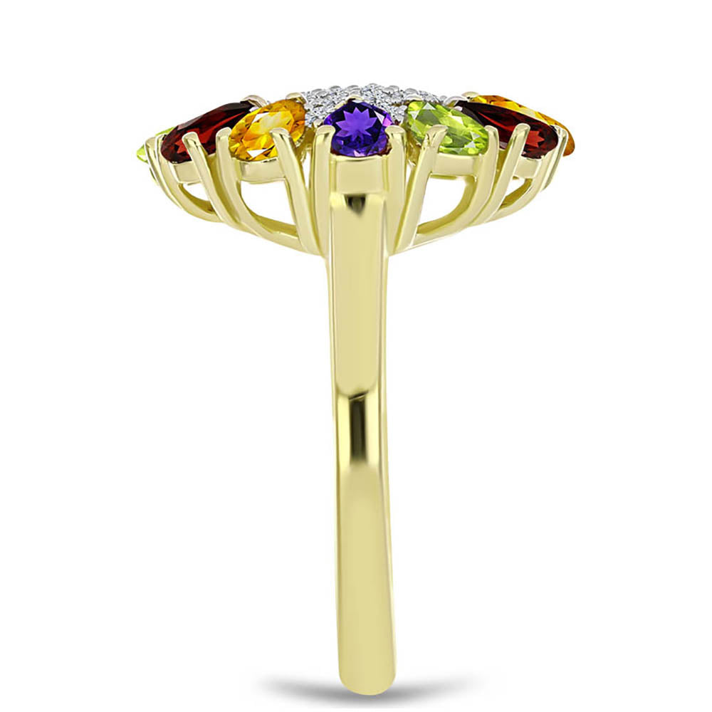 Anillo de Plata Bañada en Oro con Amatista de Marruecos y Citrino de los Montes Urales 4 