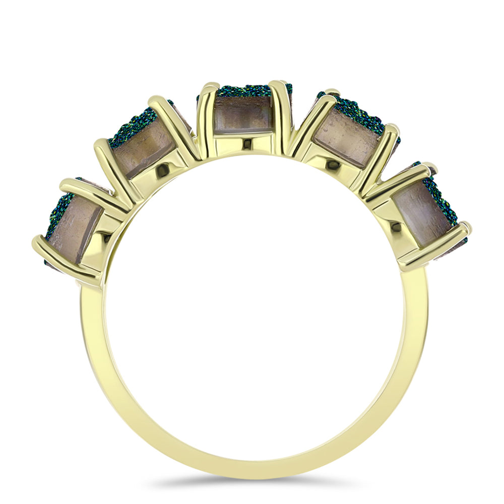 Anillo de Plata Bañada en Oro con Drusa Verde 2 