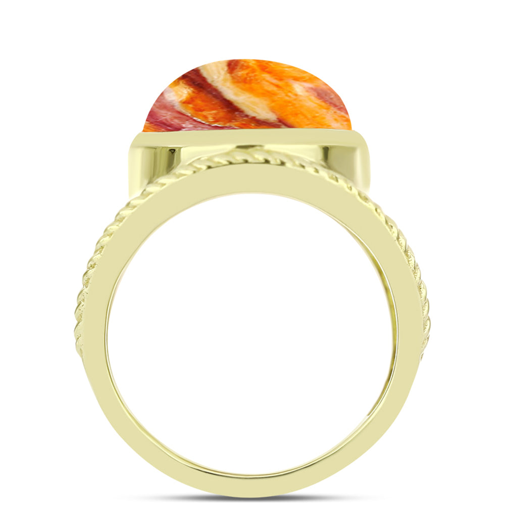 Anillo de Plata Bañada en Oro con Jaspe Garra de León 2 