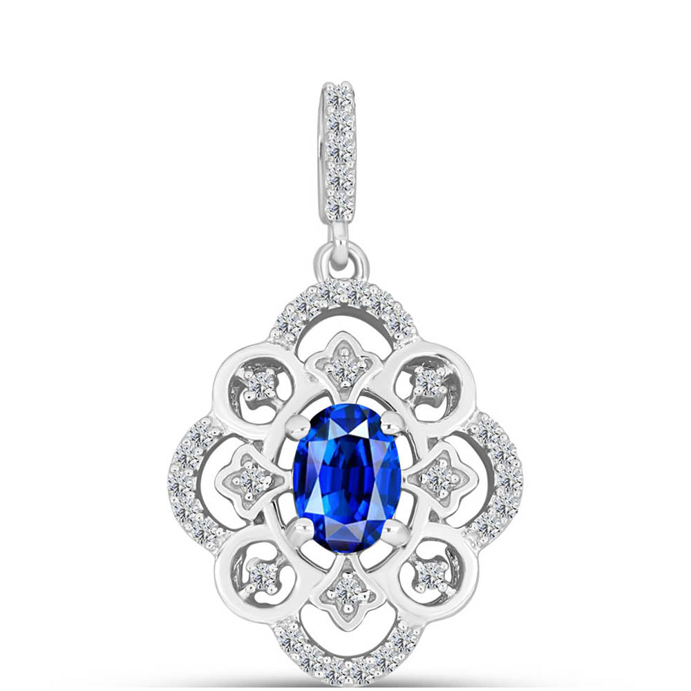 Colgante de Plata con Zafiro Azul Australiano y Topacio Blanco 1 