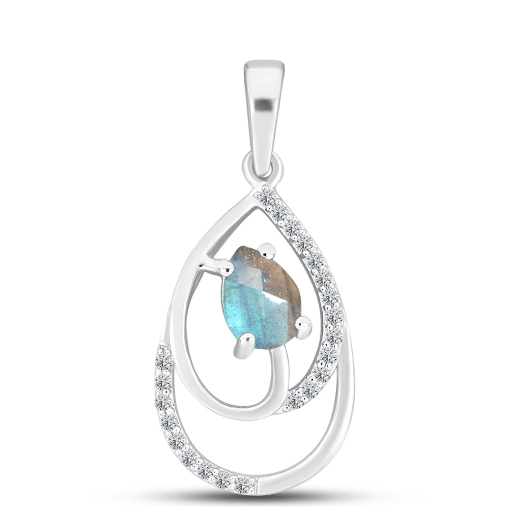 Colgante de Plata con Labradorita y Topacio Blanco 1 