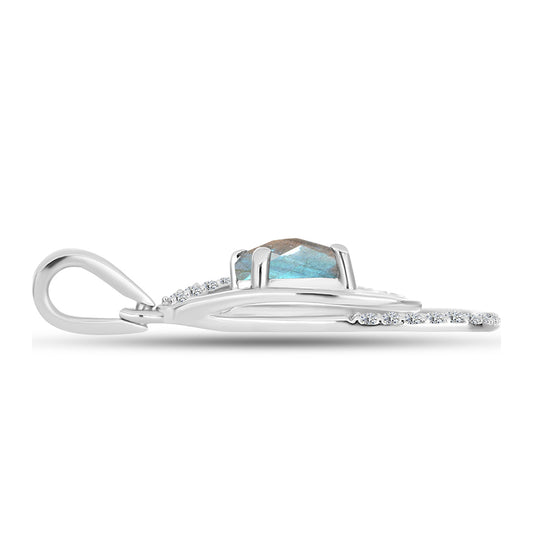 Colgante de Plata con Labradorita y Topacio Blanco