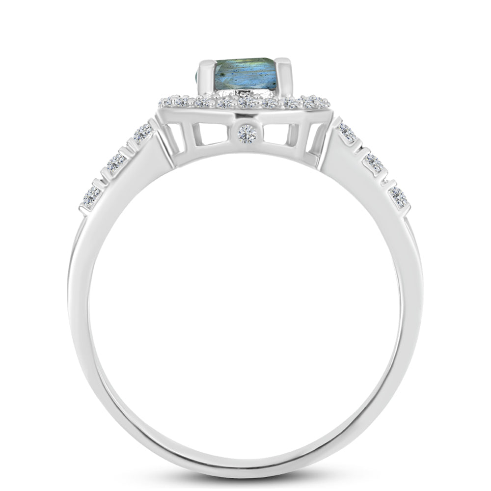Anillo de Plata con Labradorita y Topacio Blanco 2 