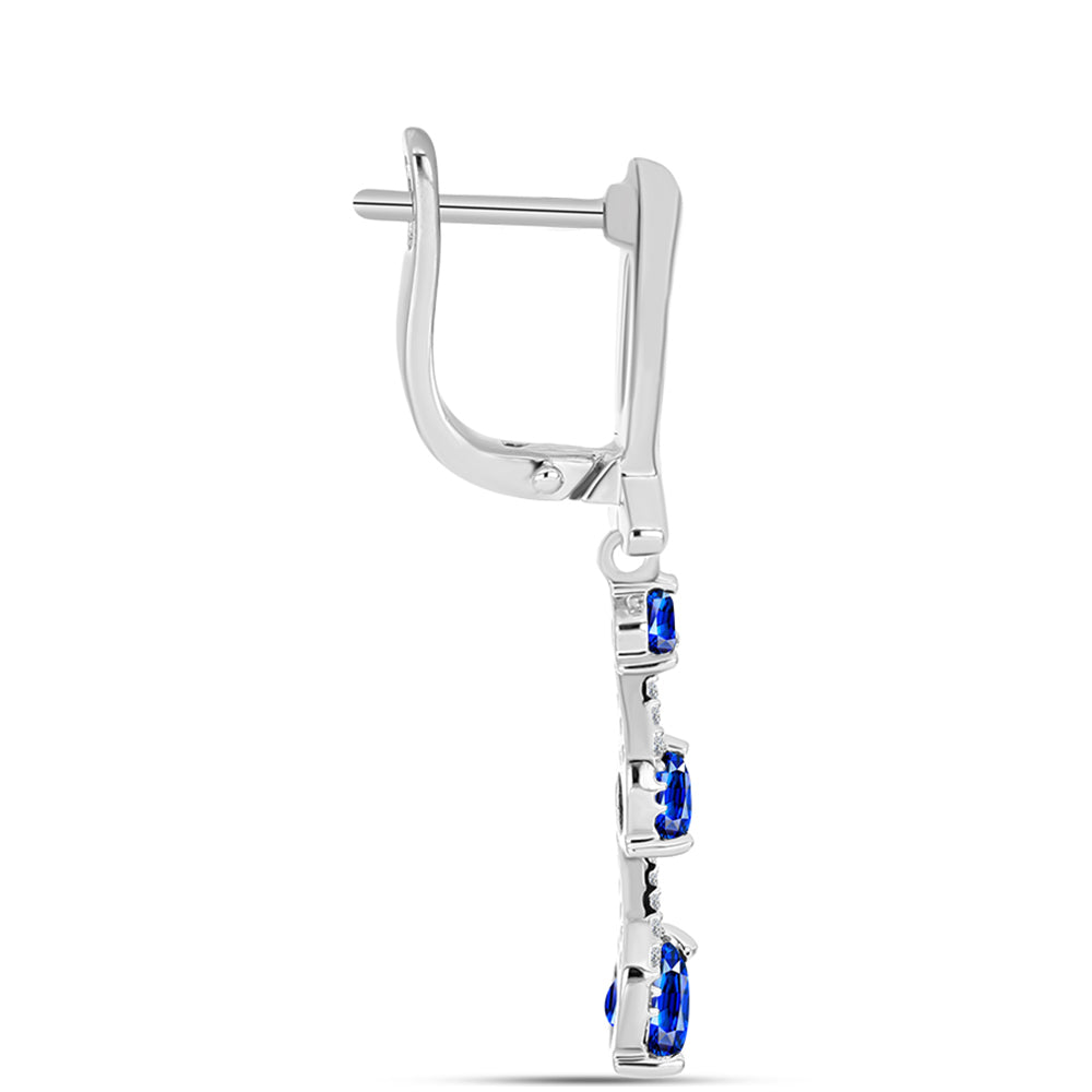 Pendientes de Plata con Zafiro Azul Australiano y Topacio Blanco 2 