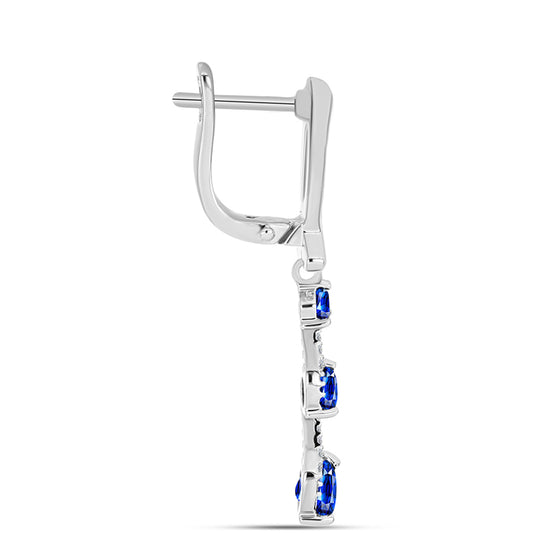 Pendientes de Plata con Zafiro Azul Australiano y Topacio Blanco