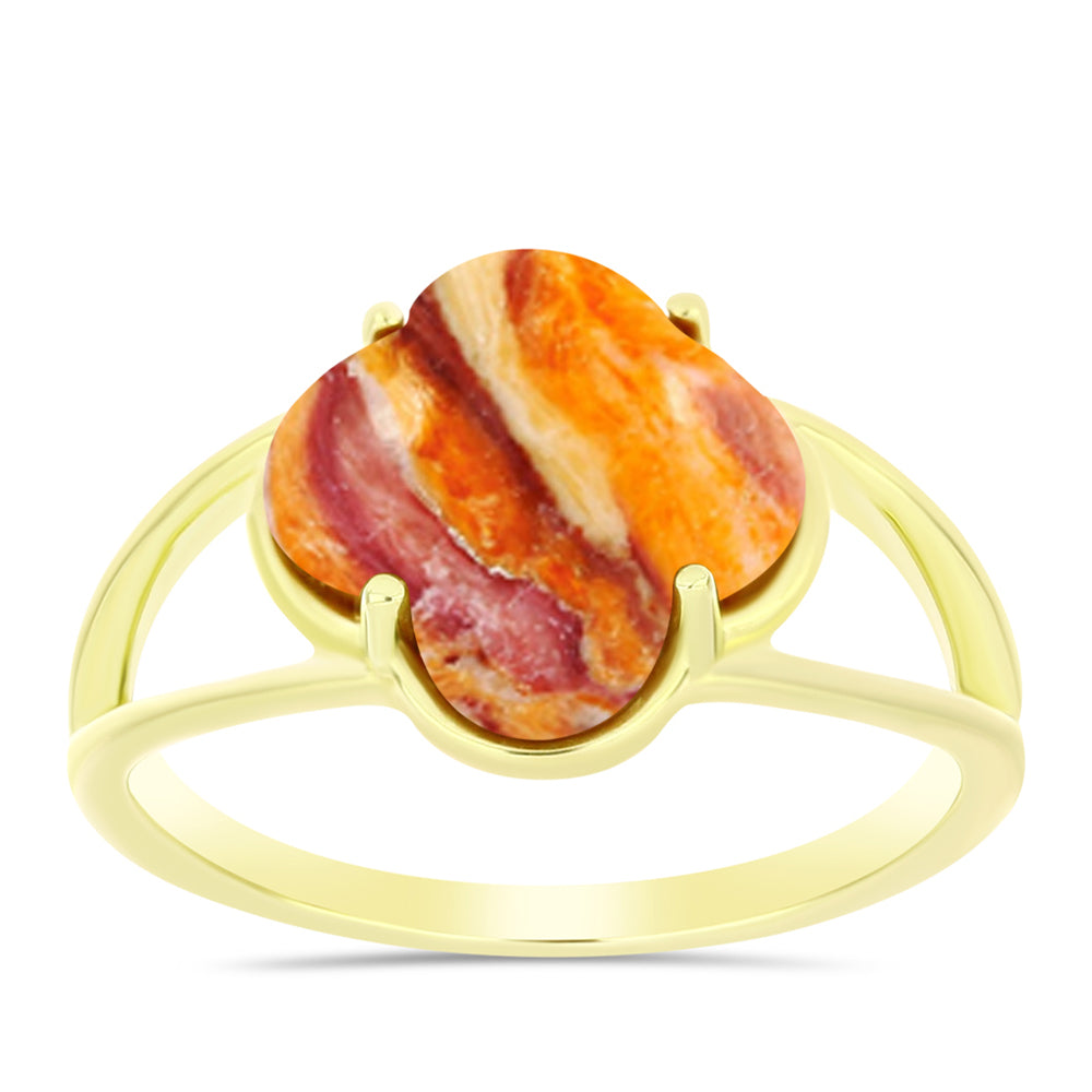 Anillo de Plata Bañada en Oro con Jaspe Garra de León