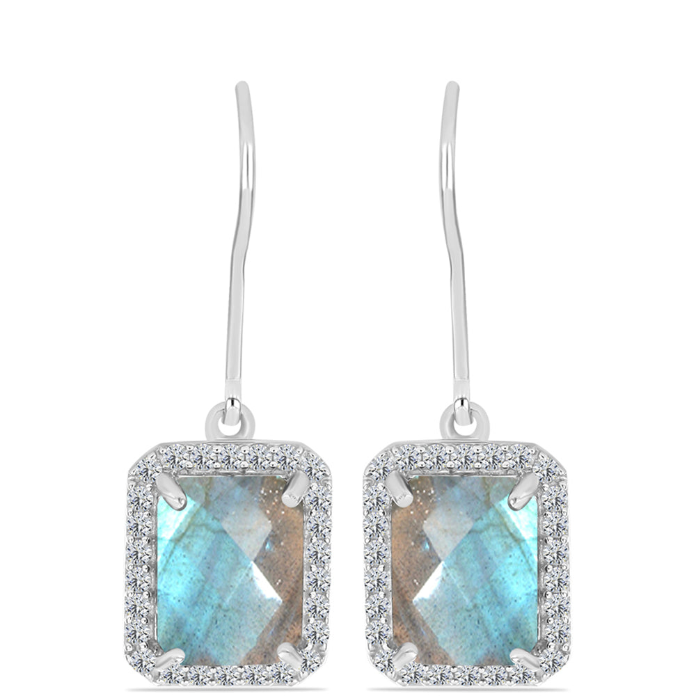 Pendientes de Plata con Labradorita y Topacio Blanco 1 
