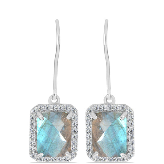 Pendientes de Plata con Labradorita y Topacio Blanco