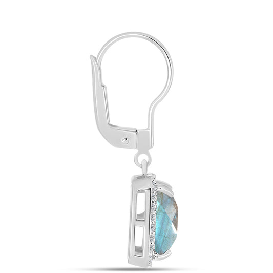 Pendientes de Plata con Labradorita y Topacio Blanco