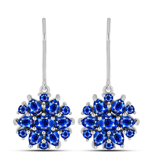 Pendientes de Plata con Zafiro Azul Australiano y Topacio Blanco