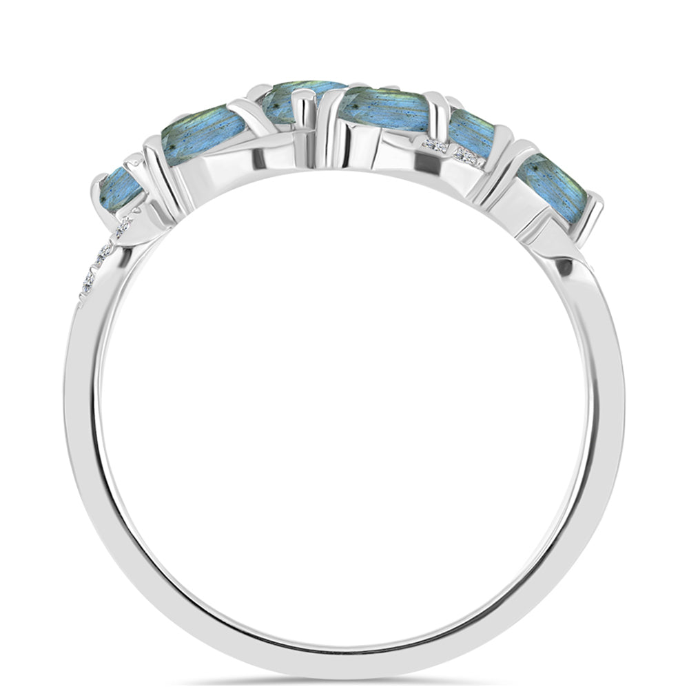 Anillo de Plata con Labradorita y Topacio Blanco 3 