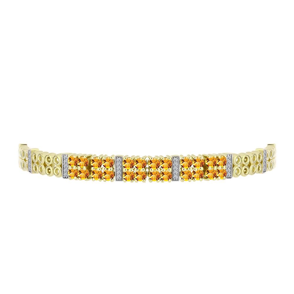 Pulsera de Plata Bañada en Oro con Citrino de Río del Oro y Topacio Blanco