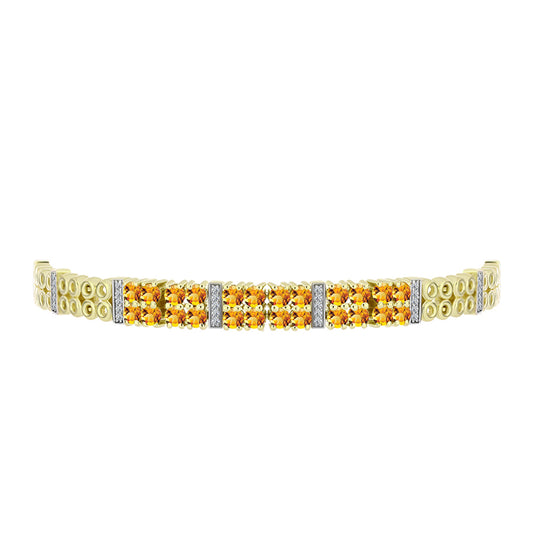 Pulsera de Plata Bañada en Oro con Citrino de Río del Oro y Topacio Blanco