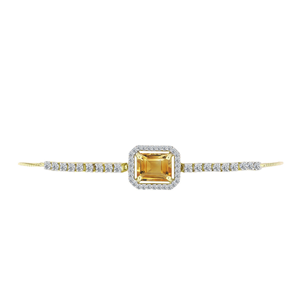 Pulsera de Plata Bañada en Oro con Citrino de Río del Oro y Topacio Blanco 2 