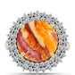 Anillo de Plata Bañada en Oro con Jaspe Garra de León y Topacio Blanco