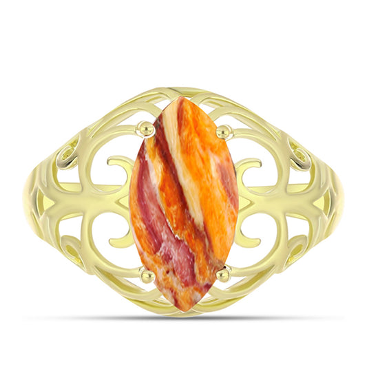 Anillo de Plata Bañada en Oro con Jaspe Garra de León