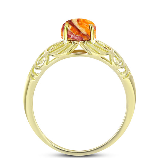 Anillo de Plata Bañada en Oro con Jaspe Garra de León