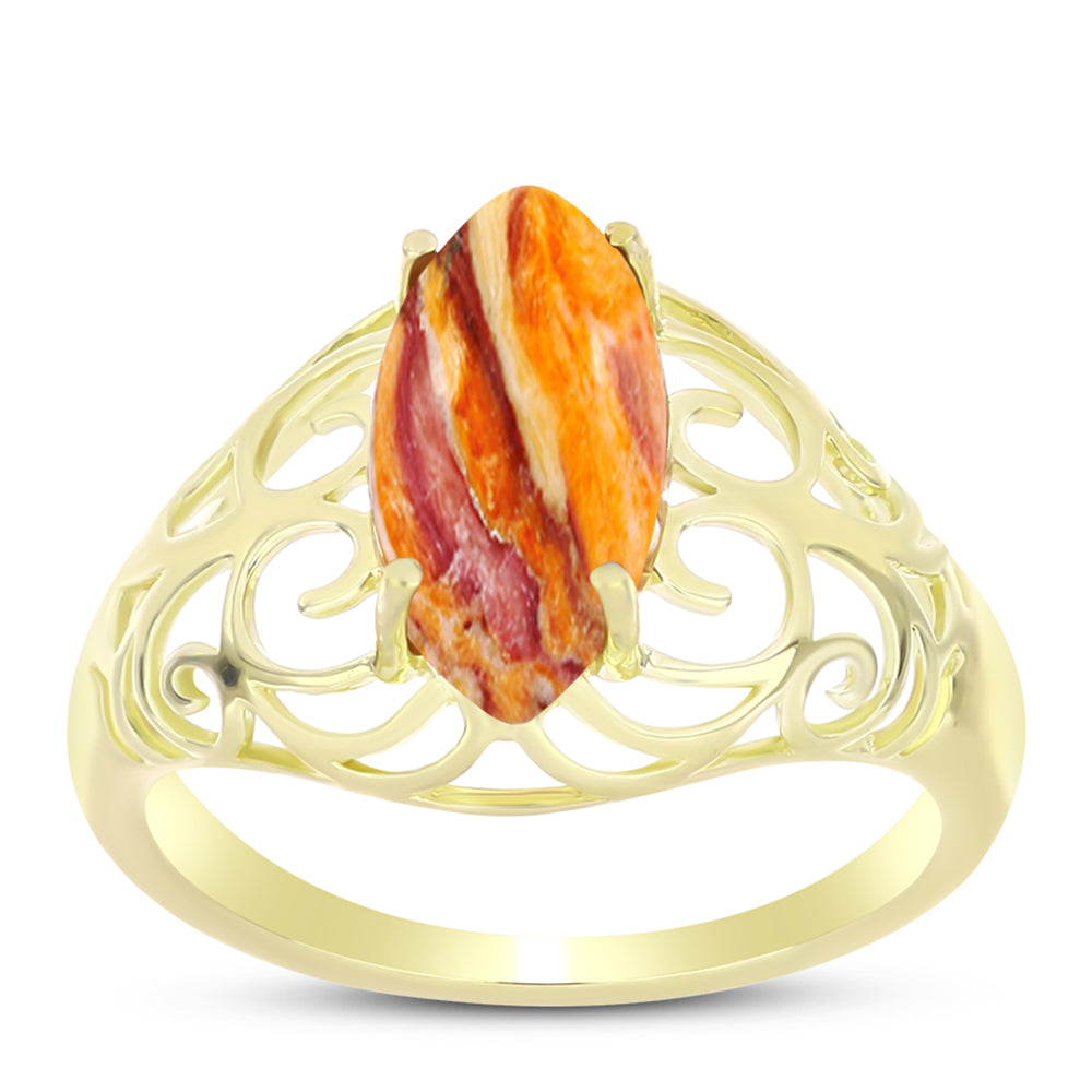 Anillo de Plata Bañada en Oro con Jaspe Garra de León 3 