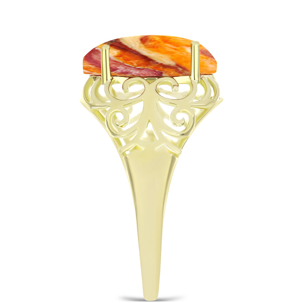 Anillo de Plata Bañada en Oro con Jaspe Garra de León