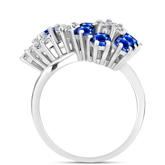 Anillo de Plata con Zafiro Azul Australiano y Topacio Blanco