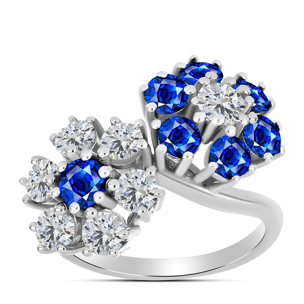 Anillo de Plata con Zafiro Azul Australiano y Topacio Blanco 3 