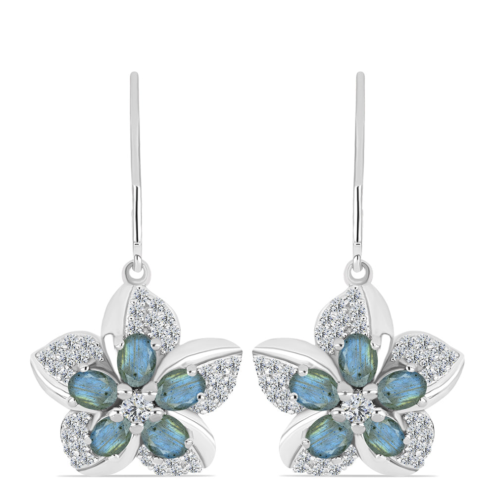Pendientes de Plata con Labradorita y Topacio Blanco 1 