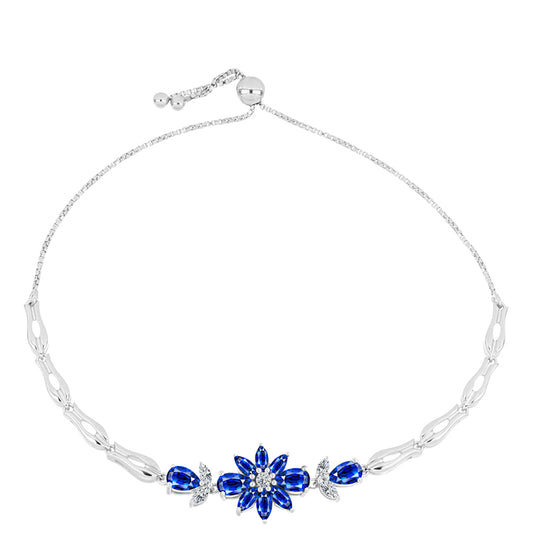 Pulsera de Plata con Zafiro Azul Australiano y Topacio Blanco