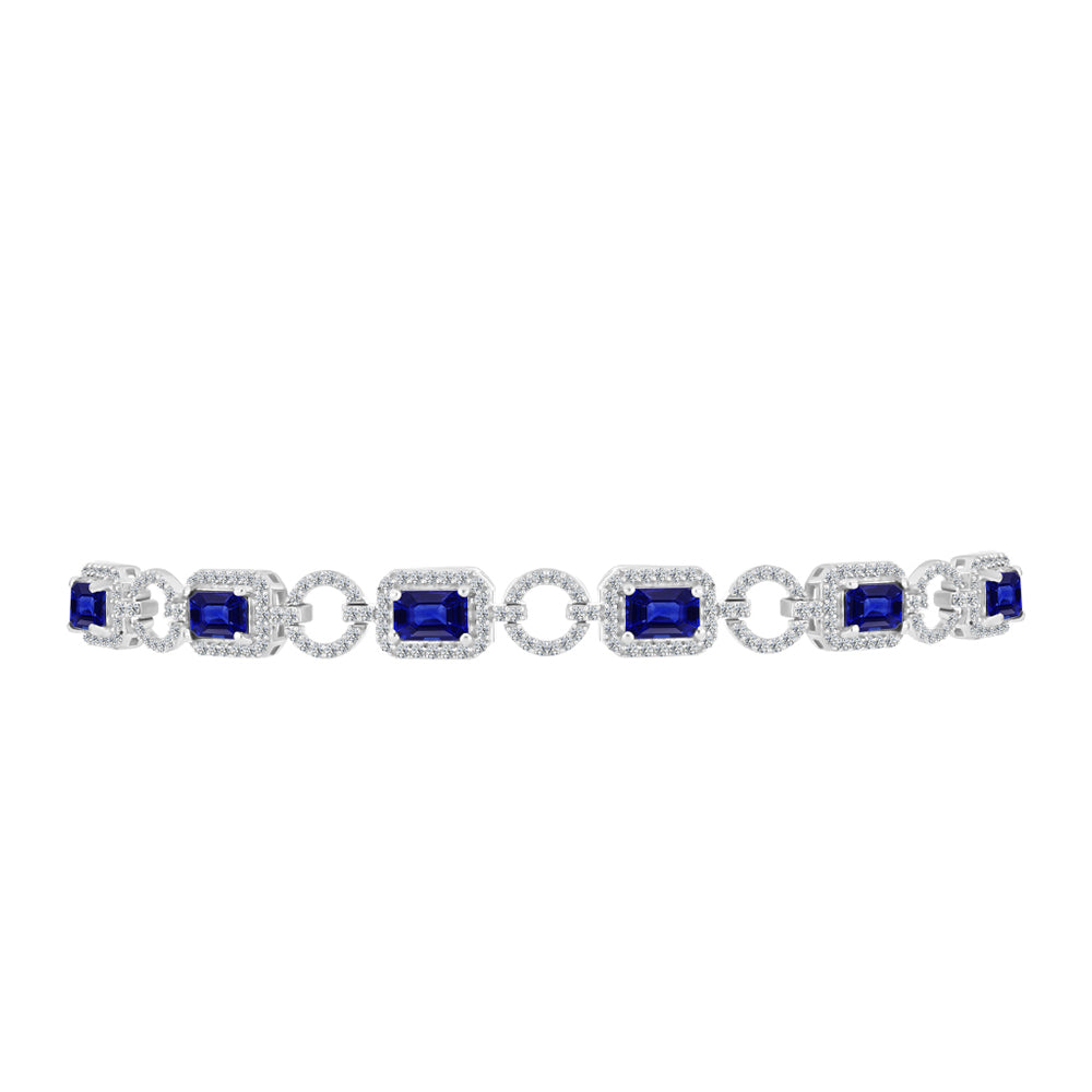 Pulsera de Plata con Zafiro Azul Australiano y Topacio Blanco
