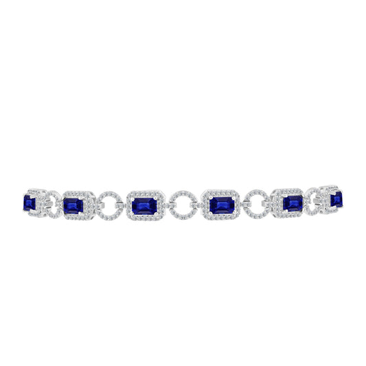Pulsera de Plata con Zafiro Azul Australiano y Topacio Blanco