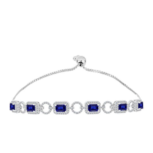 Pulsera de Plata con Zafiro Azul Australiano y Topacio Blanco