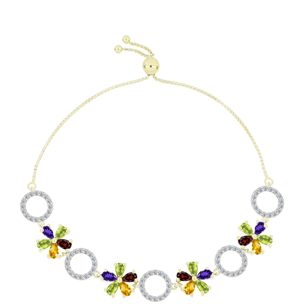 Pulsera de Plata Bañada en Oro con Amatista de Marruecos y Citrino de los Montes Urales