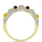 Anillo de Plata Bañada en Oro con Amatista de Marruecos y Citrino de los Montes Urales