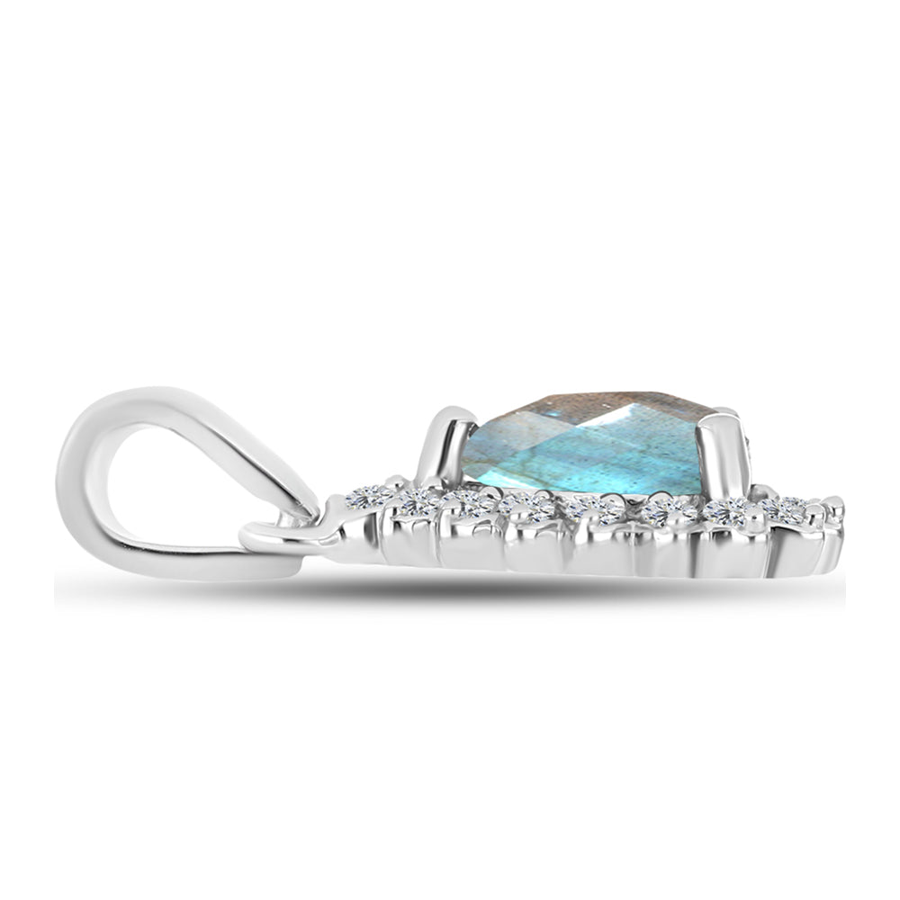 Colgante de Plata con Labradorita y Topacio Blanco 2 