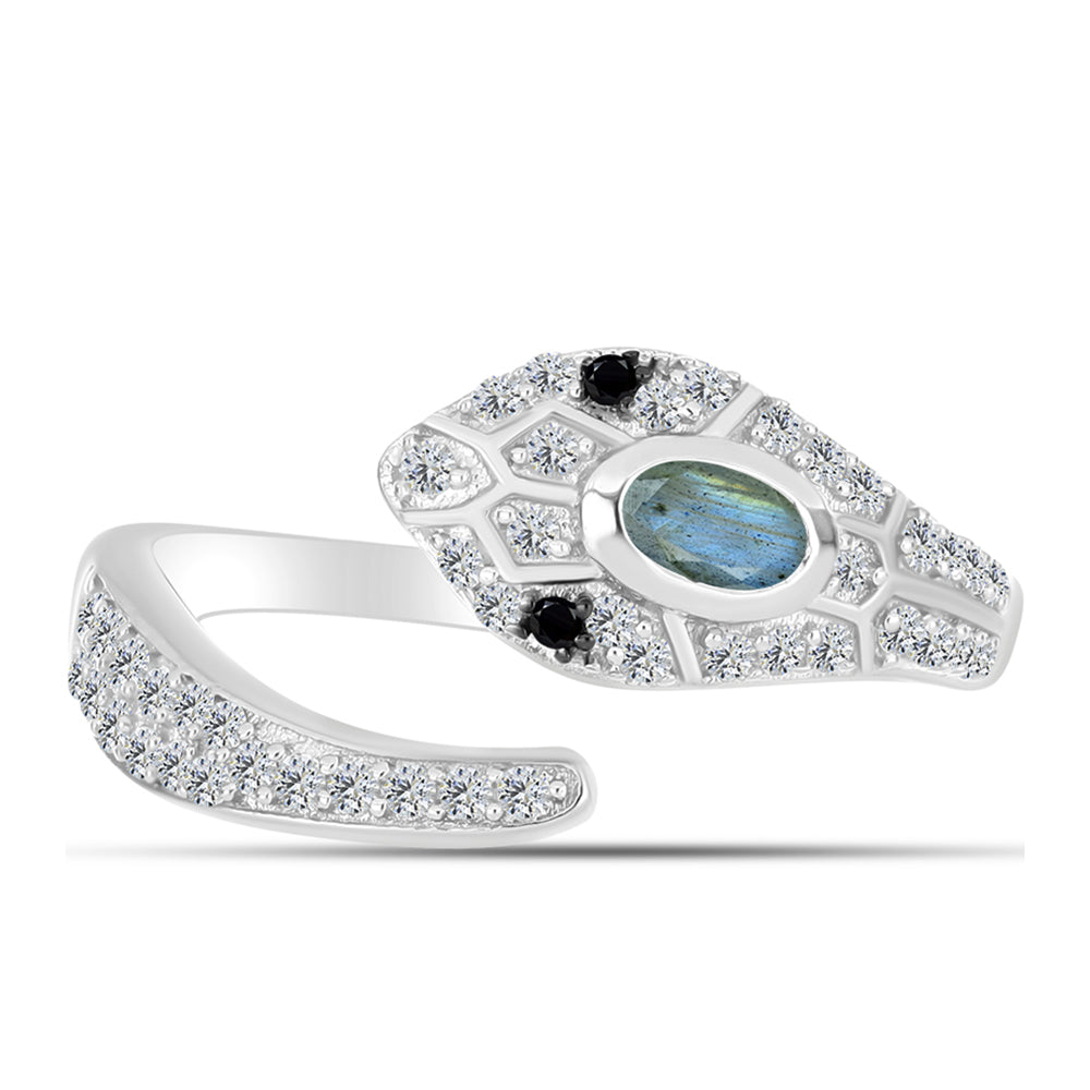 Anillo de Plata con Labradorita y Espinela Negra 1 