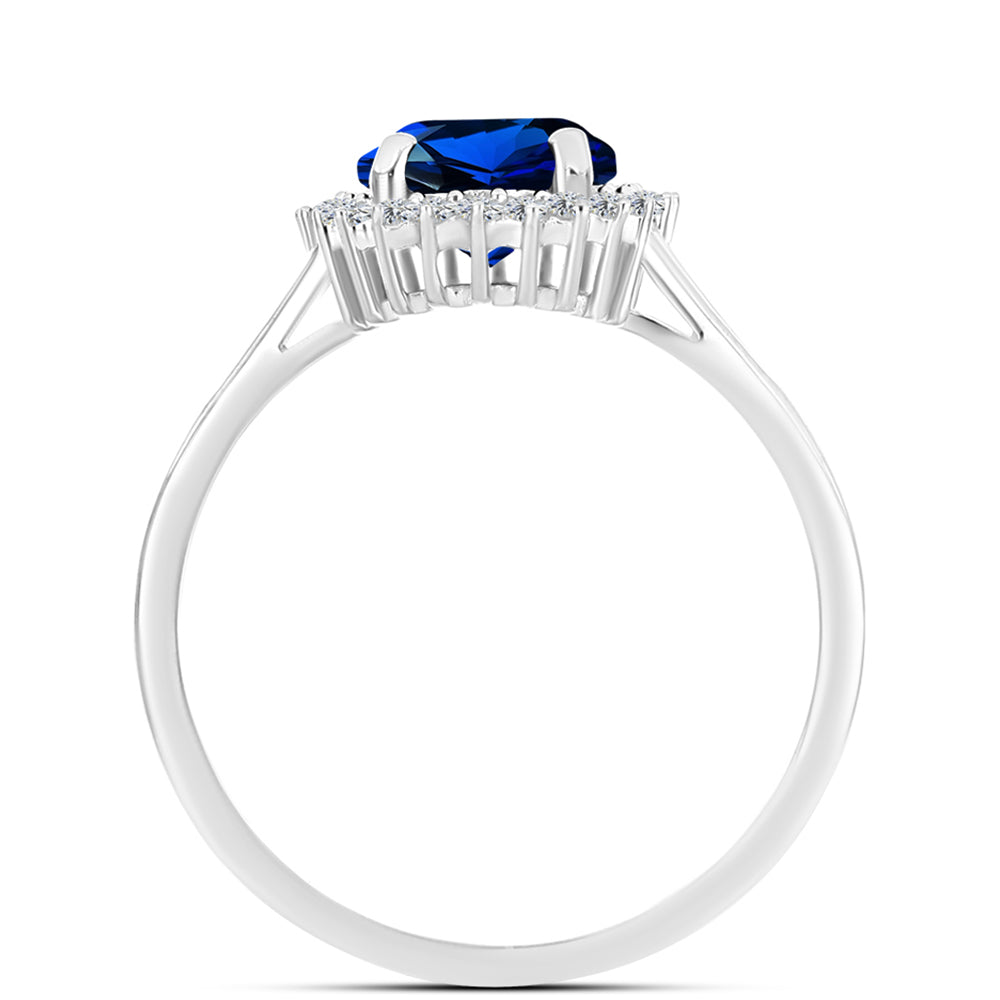 Anillo de Plata con Zafiro artificial y Zircón Blanco 2 