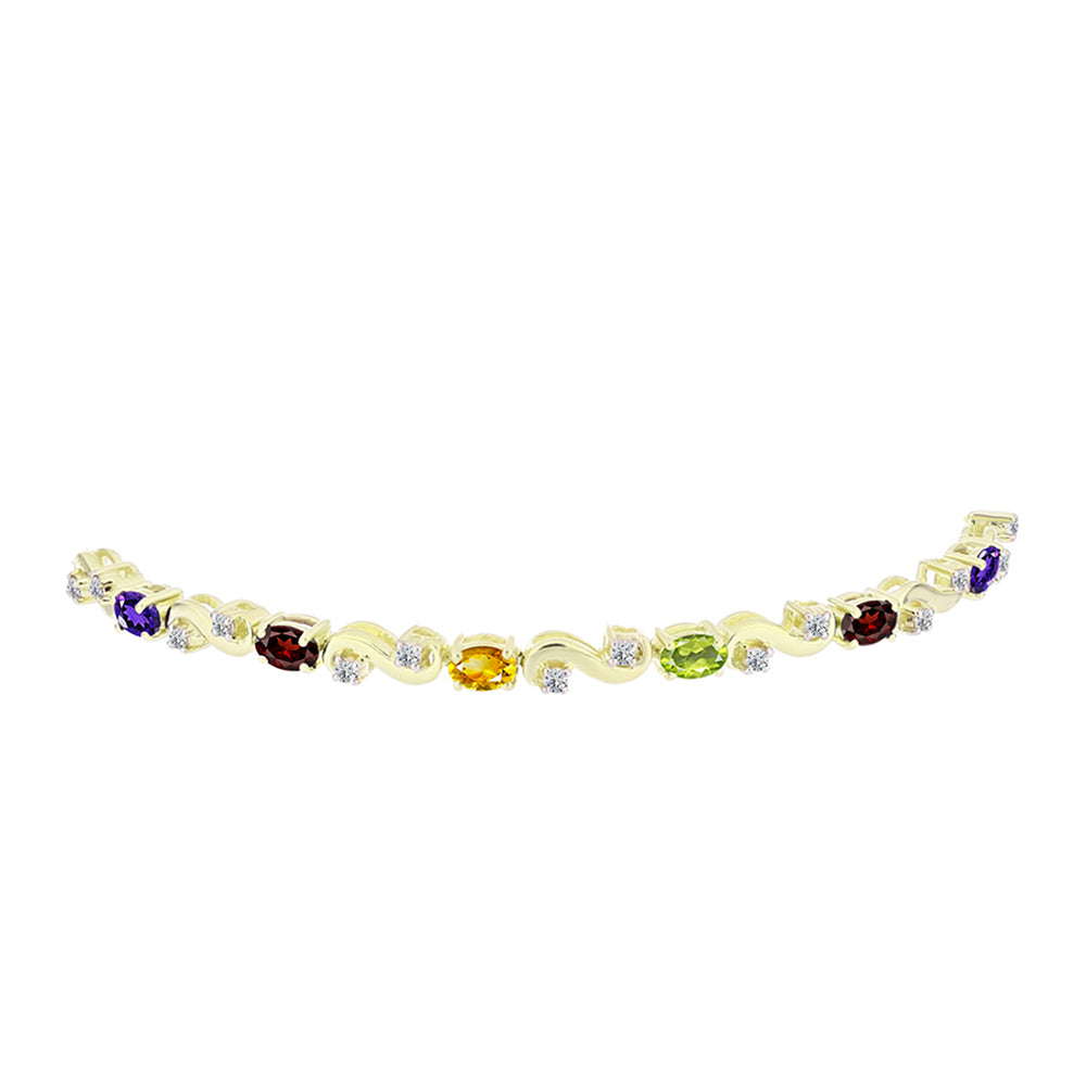Pulsera de Plata Bañada en Oro con Amatista de Marruecos y Citrino de los Montes Urales 2 