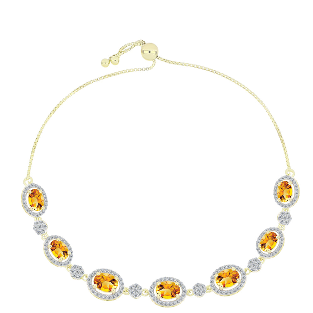 Pulsera de Plata Bañada en Oro con Citrino de Río del Oro y Topacio Blanco 1 