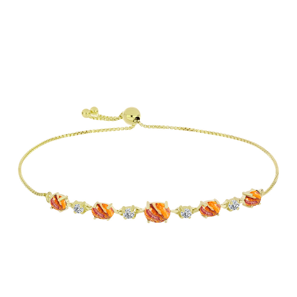 Pulsera de Plata Bañada en Oro con Jaspe Garra de León y Topacio Blanco 1 