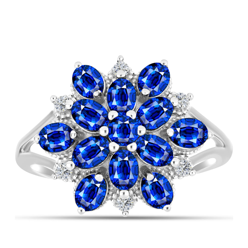 Anillo de Plata con Zafiro Azul Australiano y Topacio Blanco 1 