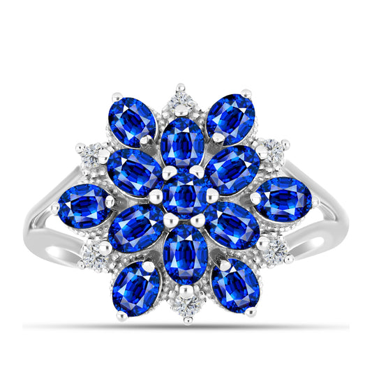 Anillo de Plata con Zafiro Azul Australiano y Topacio Blanco